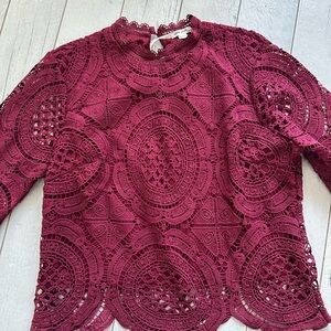 Ultra Pink Lace Blouse - Deep Burgundy
